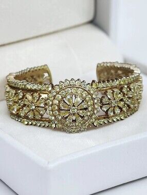 💎 14k Vermeil Sterling Silver Yellow Diamond Cuff Bracelet